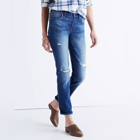 Madewell Denim - Madewell The Slim Boyjean - Rip and Repair Edition Size 25